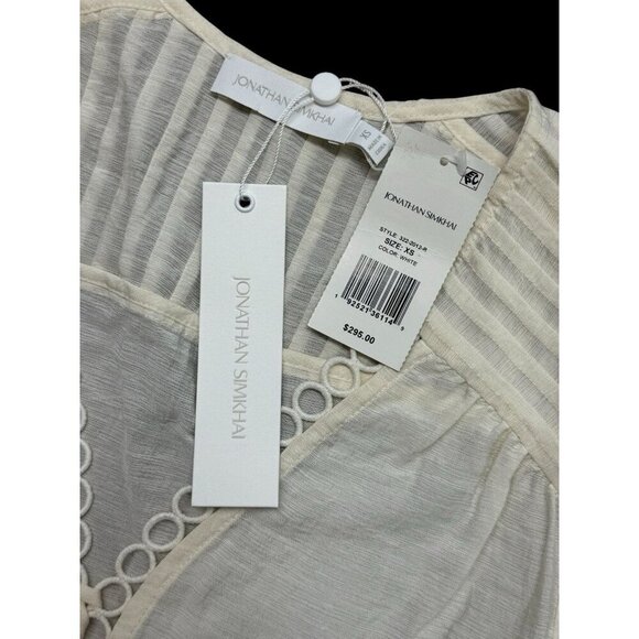 Jonathan Simkhai Sz XS Blouse Rhodes Lace Up Cream Designer Luxury Minimalist - Picture 6 of 7